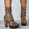 Bottines Motif Léopard à Hauts Talons