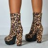 Bottines Motif Léopard à Hauts Talons