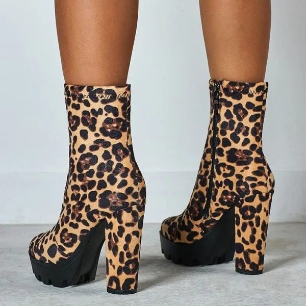 Bottines Motif Léopard à Hauts Talons