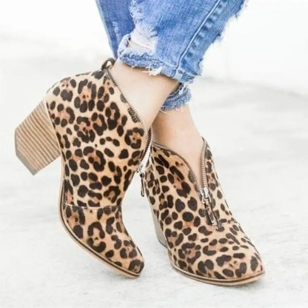 Bottines Motif Léopard à Talons