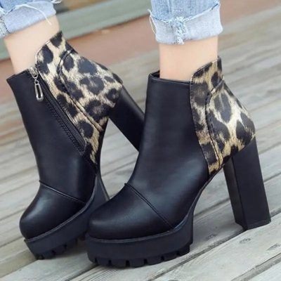 Bottines Noires et Léopard