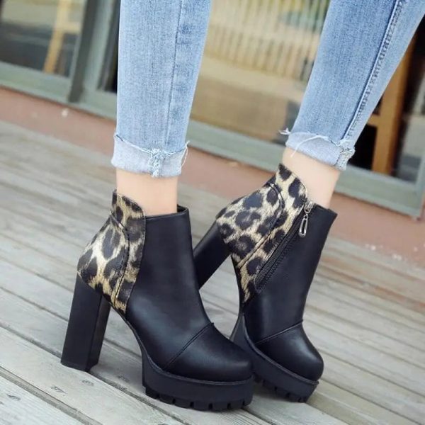 Bottines Noires et Léopard
