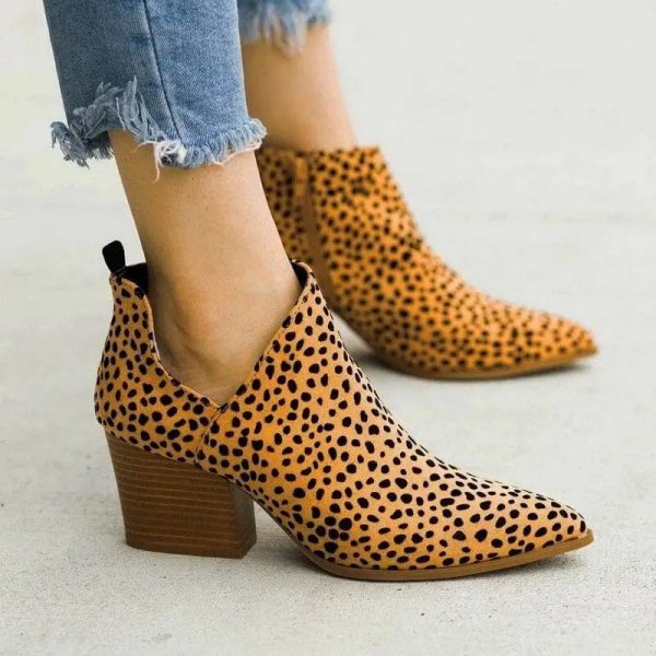 Bottines Pointues Léopard Camel