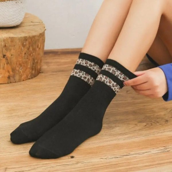 Chaussettes Bandes Léopard Noires