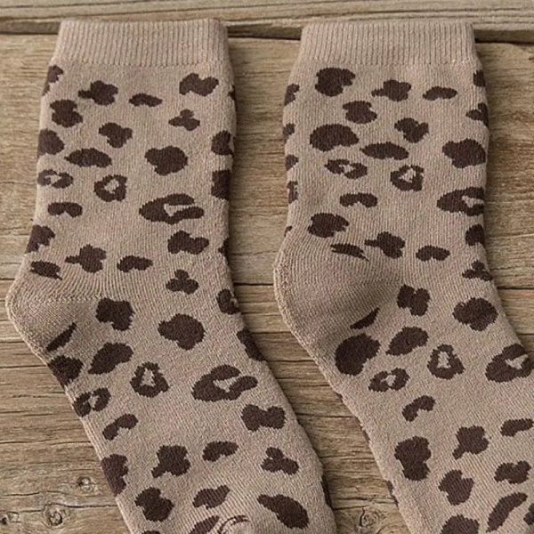 Chaussettes Léopard Courtes Beiges