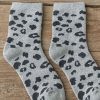 Chaussettes Léopard Courtes Grises