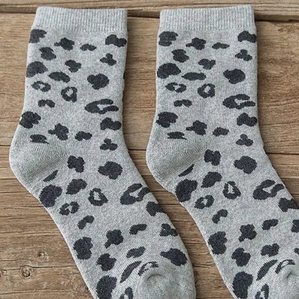 Chaussettes Léopard Courtes Grises