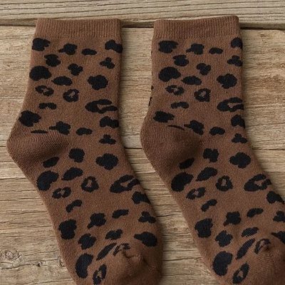 Chaussettes Léopard Courtes Marron
