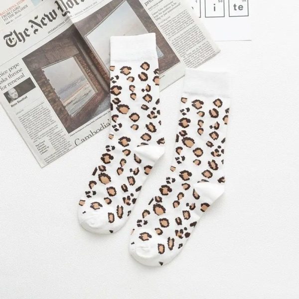 Chaussettes Léopard Femme Blanches