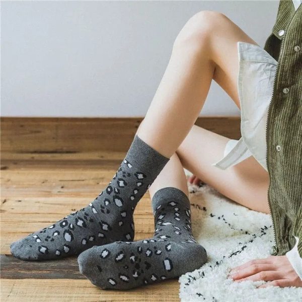 Chaussettes Léopard Femme Grises