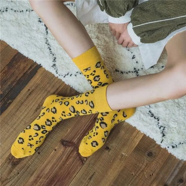 Chaussettes Léopard Femme Jaunes