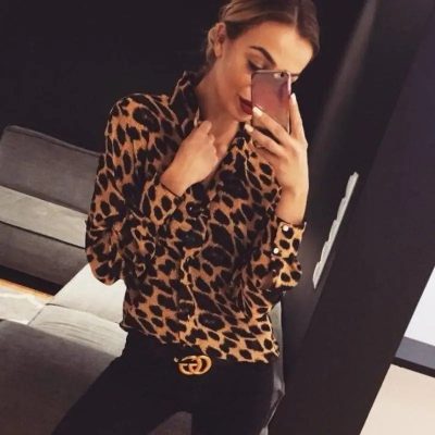 Chemisier Femme Léopard Classique Marron