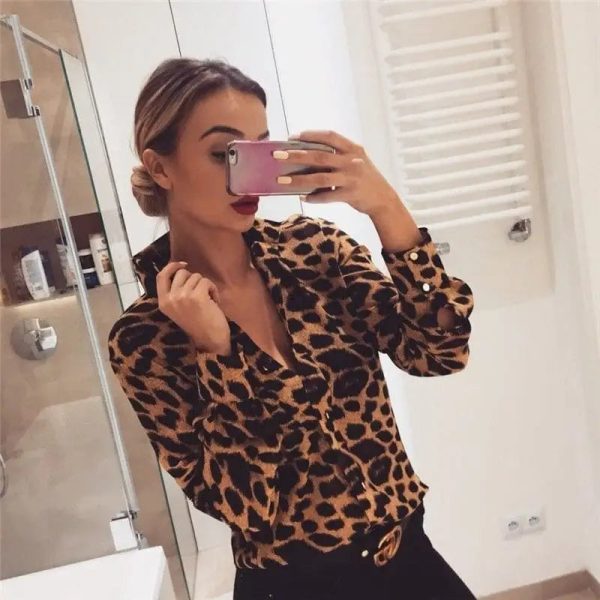 Chemisier Femme Léopard Classique Marron