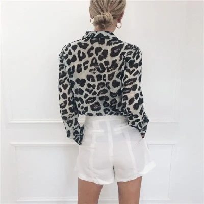 Chemisier Femme Motif Léopard Gris