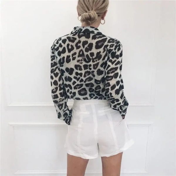 Chemisier Femme Motif Léopard Gris