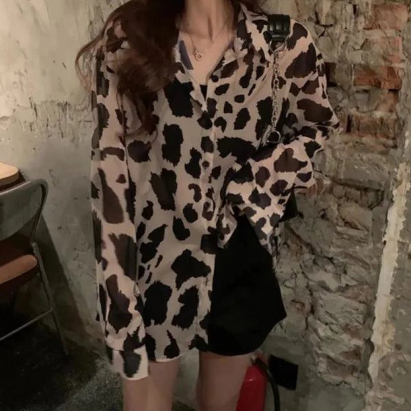 Chemisier Léopard Blouse Kaki