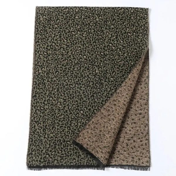 Écharpe Femme Motif Léopard Tendance Kaki