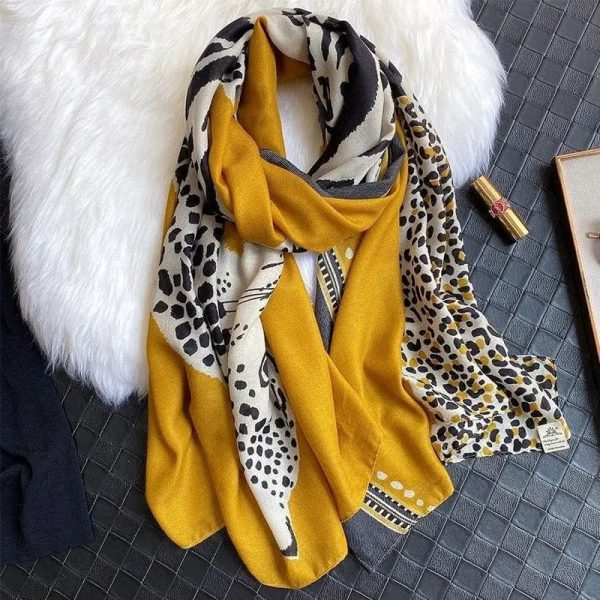 Écharpe Léopard SAUVAGE Jaune