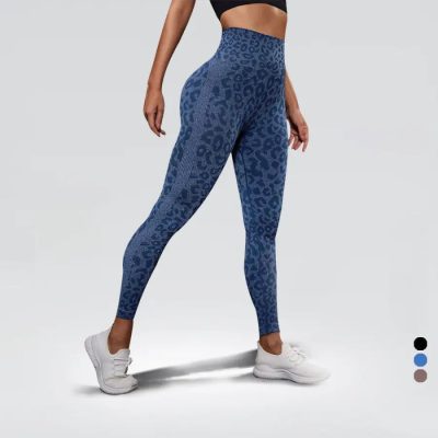 Legging Yoga Léopard Bleu