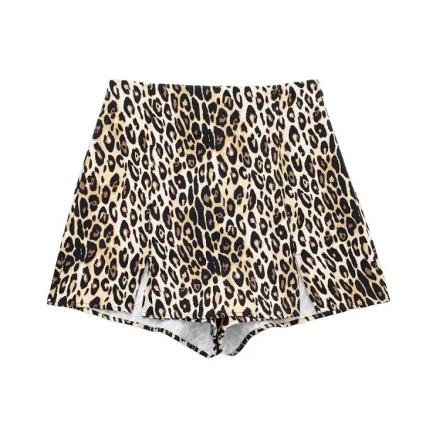 Mini-jupe culotte imprimé léopard