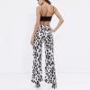 Pantalon Ample Léopard Satiné Blanc