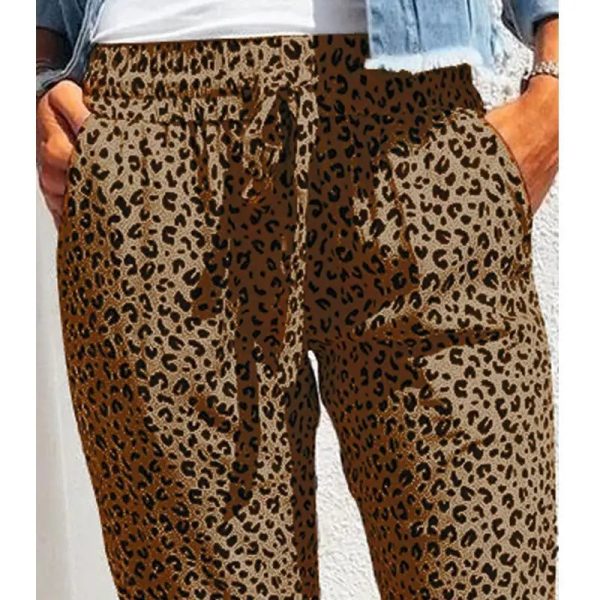 Pantalon Fluide Léopard Printemps-Été Marron