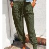 Pantalon Fluide Léopard Printemps-Été Vert