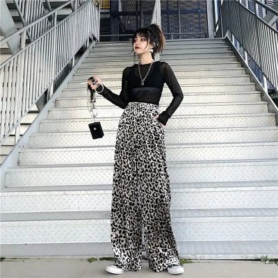 Pantalon Large Léopard Blanc