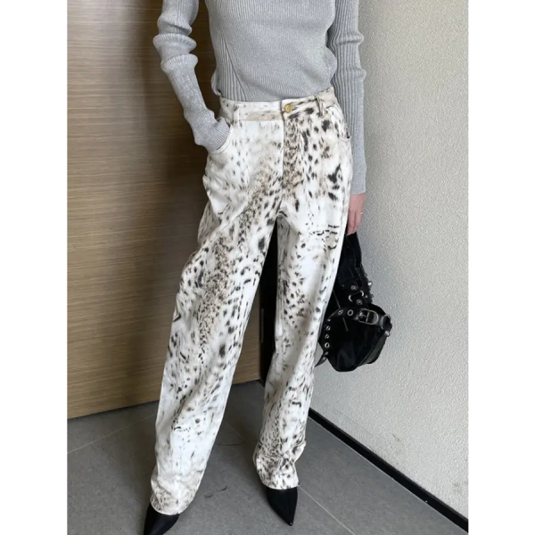 Pantalon Léopard Femme Style Délavé