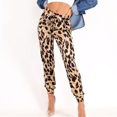 pantalon leopard fluide marron