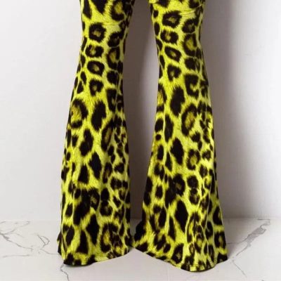 Pantalon Léopard Pattes d'éléphant Jaune