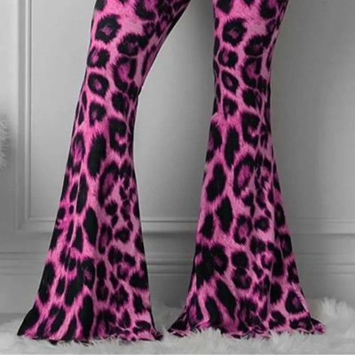 Pantalon Léopard Pattes d'éléphant Rose