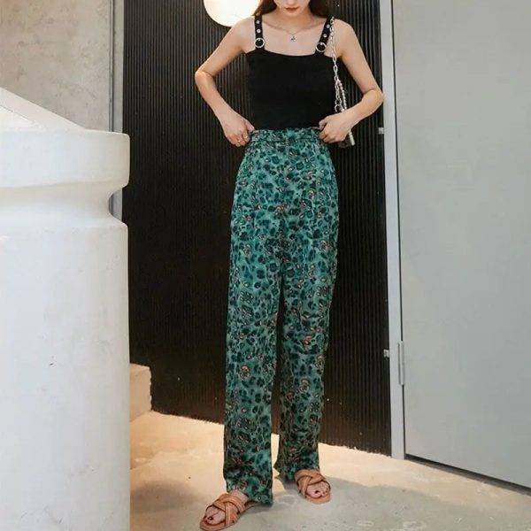 Pantalon Léopard Vert