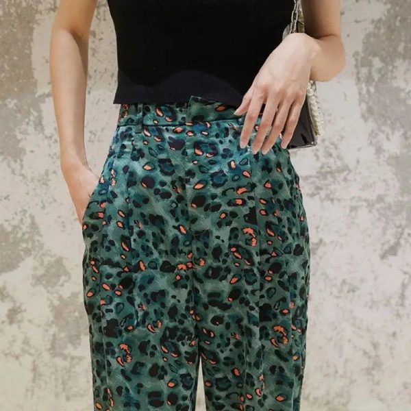 Pantalon Léopard Vert