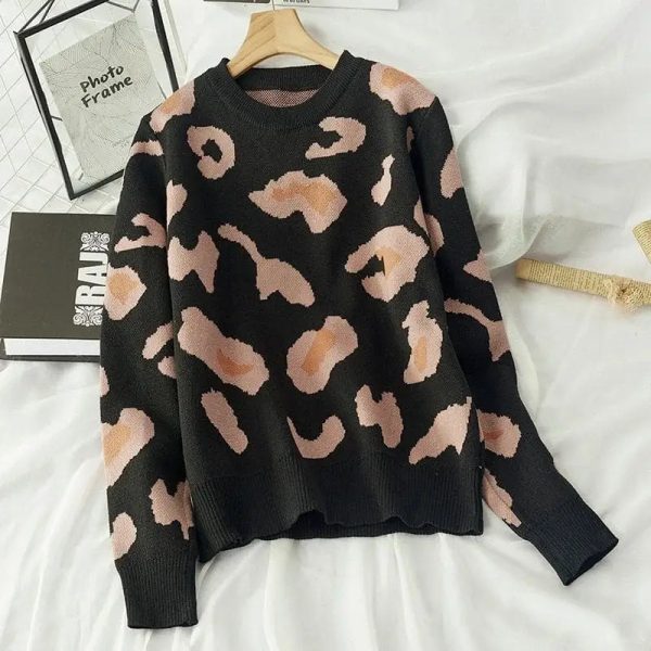 Pull Amour Léopard Noir