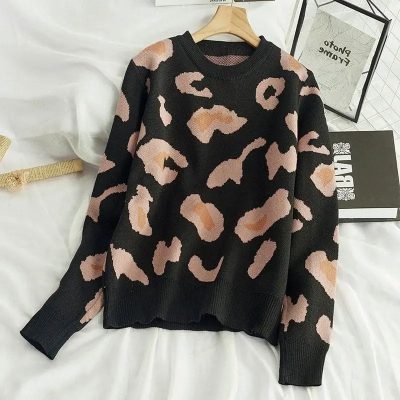 Pull Amour Léopard Noir