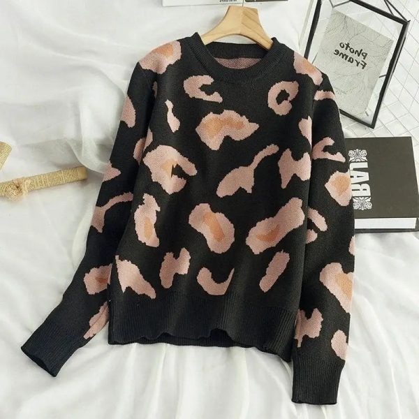 Pull Amour Léopard Noir