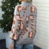 Pull Léopard Col Cheminé Gris