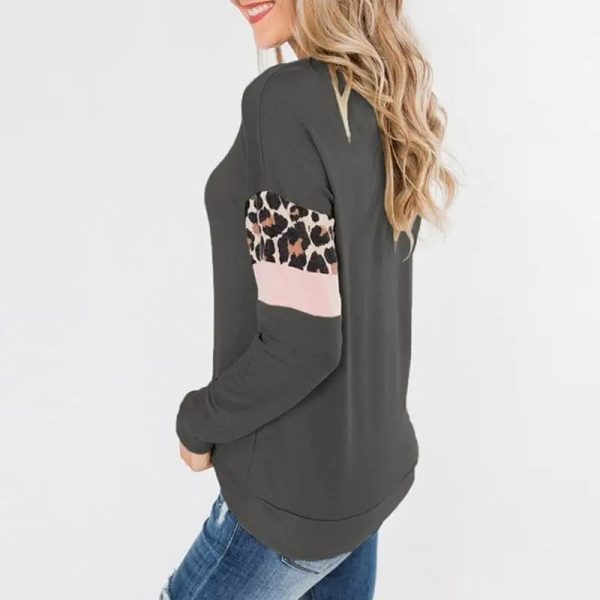 Pull Léopard Décontracté Gris