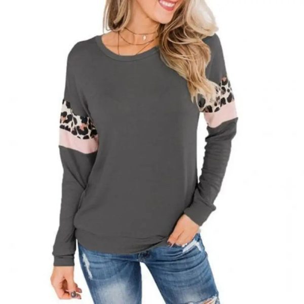 Pull Léopard Décontracté Gris