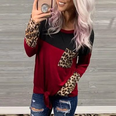 Pull Léopard Rouge Femme