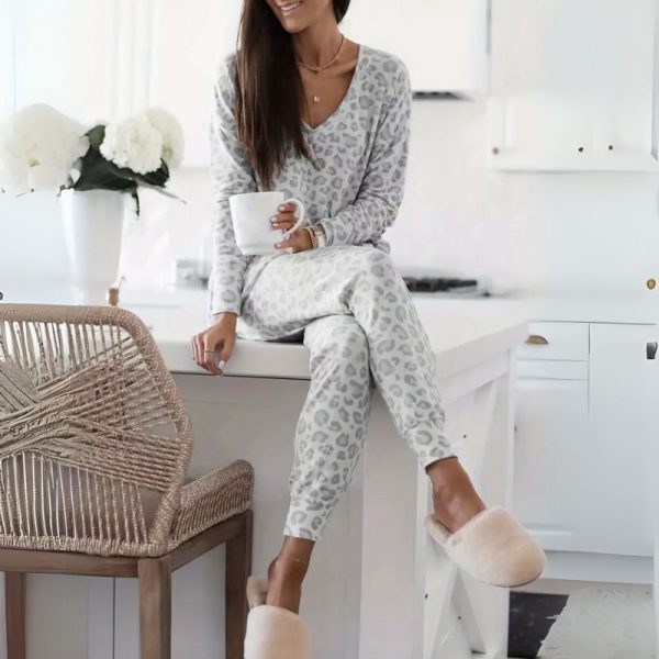 Pyjama Femme Léopard Gris