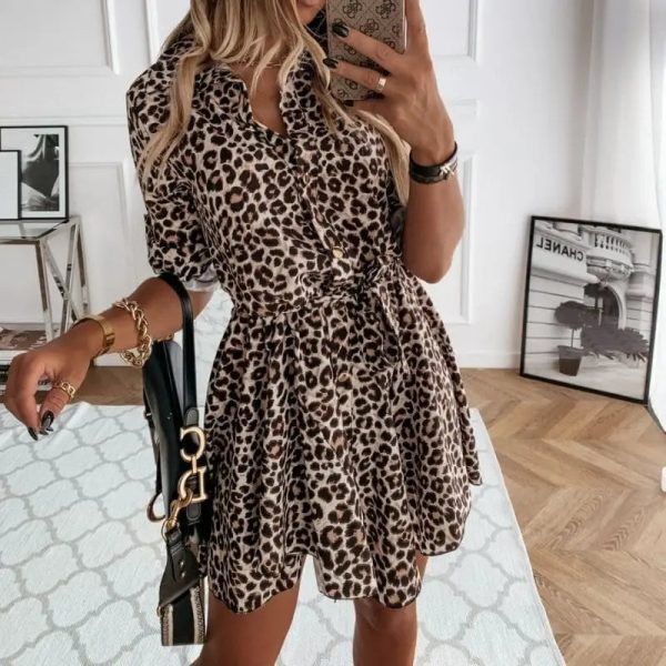Robe Chemise Léopard Tendance