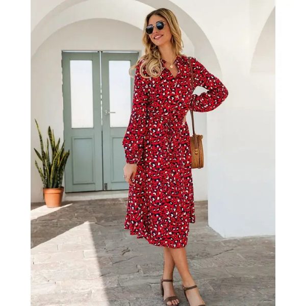 Robe Chemise Mi Longue Léopard Femme