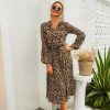 Robe Chemise Mi Longue Léopard Femme