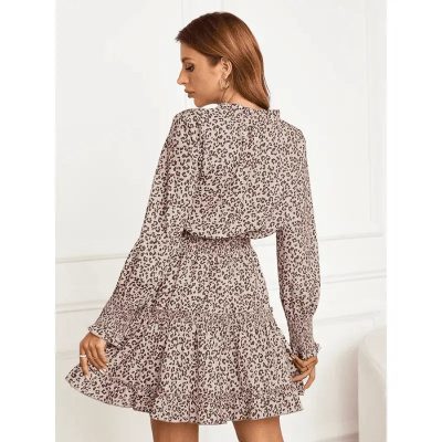 Robe Courte Léopard Manches Longues