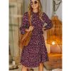 Robe Imprimée Léopard Elégante Bordeaux