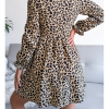 Robe Léopard Courte Manches Lanternes Kaki