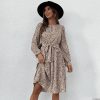 Robe Léopard Fluide à Manches Longues