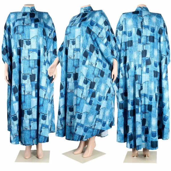 Robe Léopard Longue Bleue